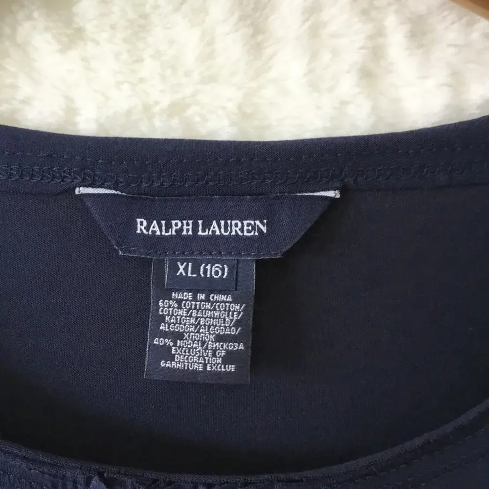 Ralph Lauren Girl Black Dress with Purple Belt